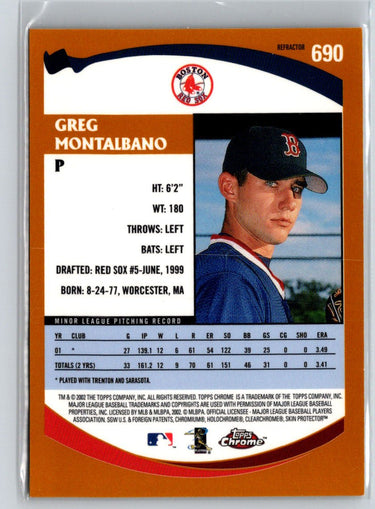 2002 Topps Chrome #690 Greg Montalbano Gold Refractors F2