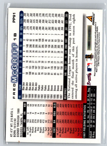1998 Score #PP91 Fred McGriff Showcase Series Artist's Proofs F2