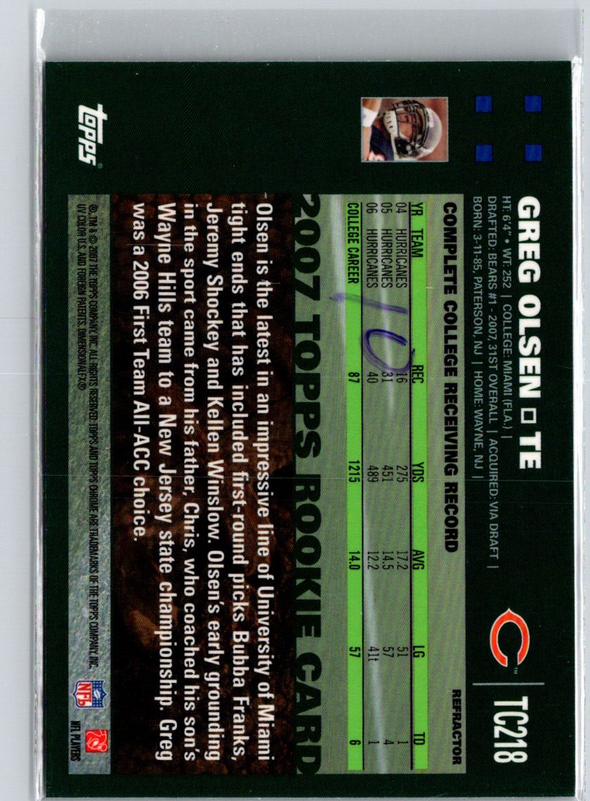 2007 Topps Chrome #TC218 Greg Olsen Refractors F3
