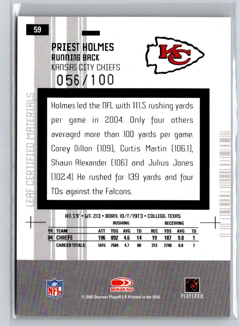 2005 Leaf Certified Materials #59 Priest Holmes Mirror Red #/100 F3