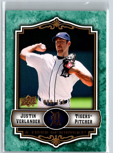 2009 Upper Deck A Piece of History #35 Justin Verlander Green #/150 F3
