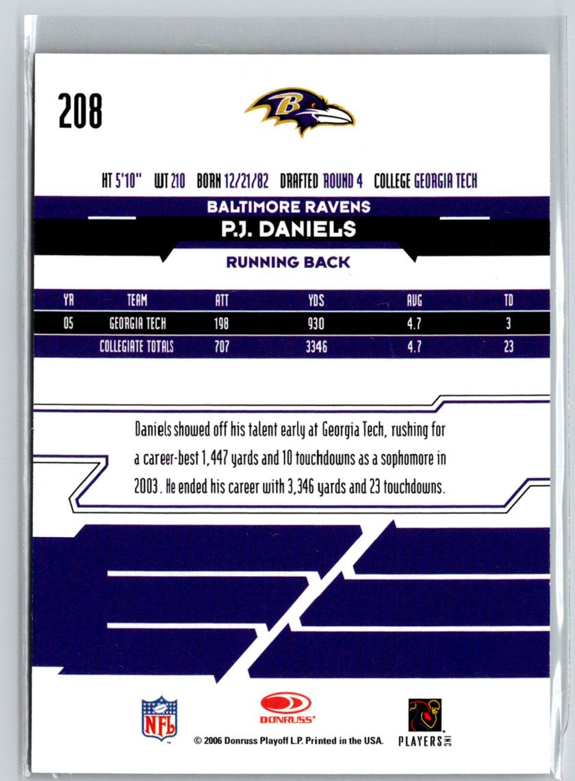 2006 Leaf Rookies & Stars #208 P.J. Daniels Green/29 F3
