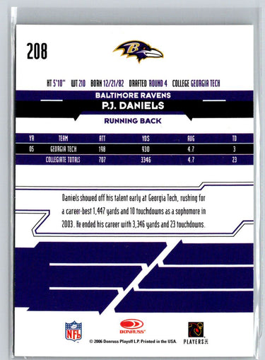 2006 Leaf Rookies & Stars #208 P.J. Daniels Green/29 F3
