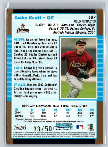 2005 Bowman Chrome #187 Luke Scott Gold Refractors #/50 F4