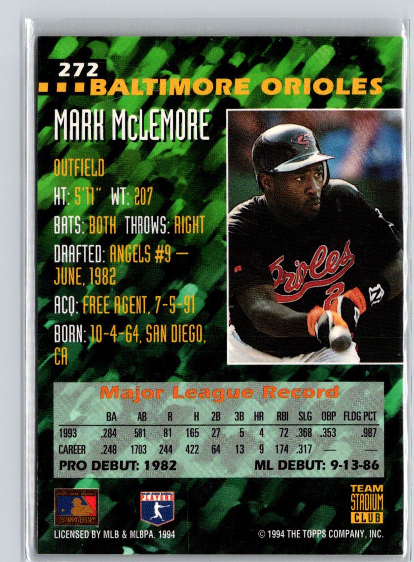 1994 Stadium Club Team #272 Mark McLemore First Day Issue F4
