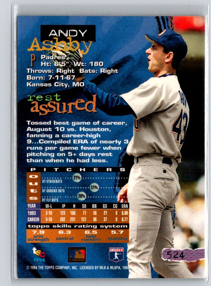 1994 Stadium Club #524 Andy Ashby First Day Issue F4