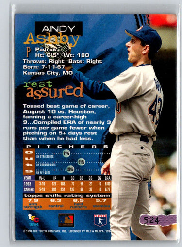 1994 Stadium Club #524 Andy Ashby First Day Issue F4