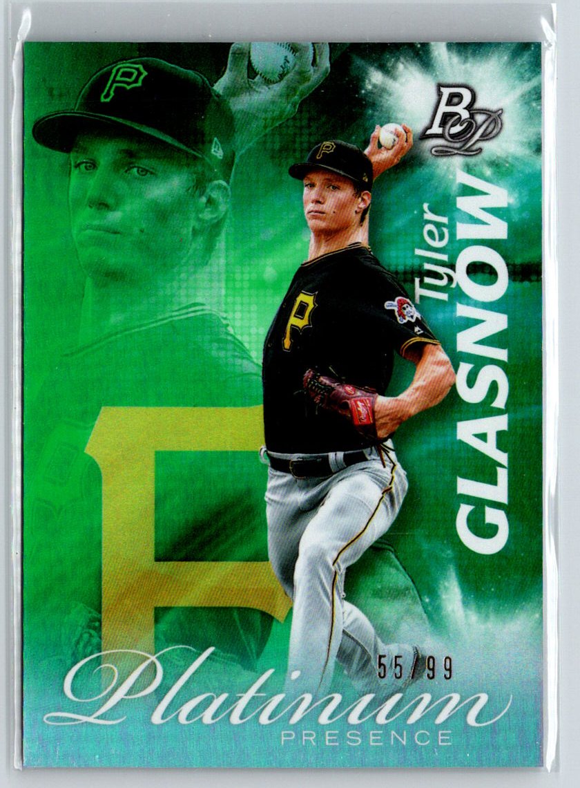 2017 Bowman Platinum #PP-TG Tyler Glasnow Platinum Presence Green #/99 F4