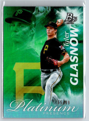 2017 Bowman Platinum #PP-TG Tyler Glasnow Platinum Presence Green #/99 F4