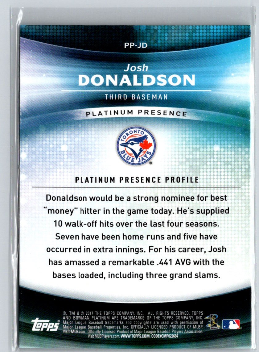 2017 Bowman Platinum #PP-JD Josh Donaldson Platinum Presence Green #/99 F4
