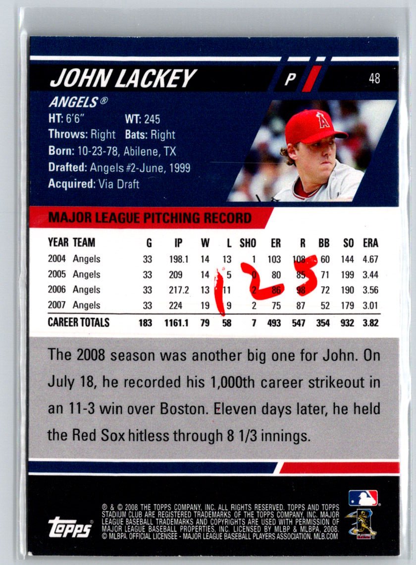 2008 Stadium Club #48 John Lackey First Day Issue Retail F4