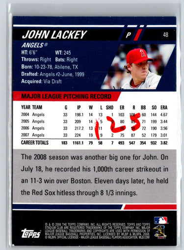2008 Stadium Club #48 John Lackey First Day Issue Retail F4