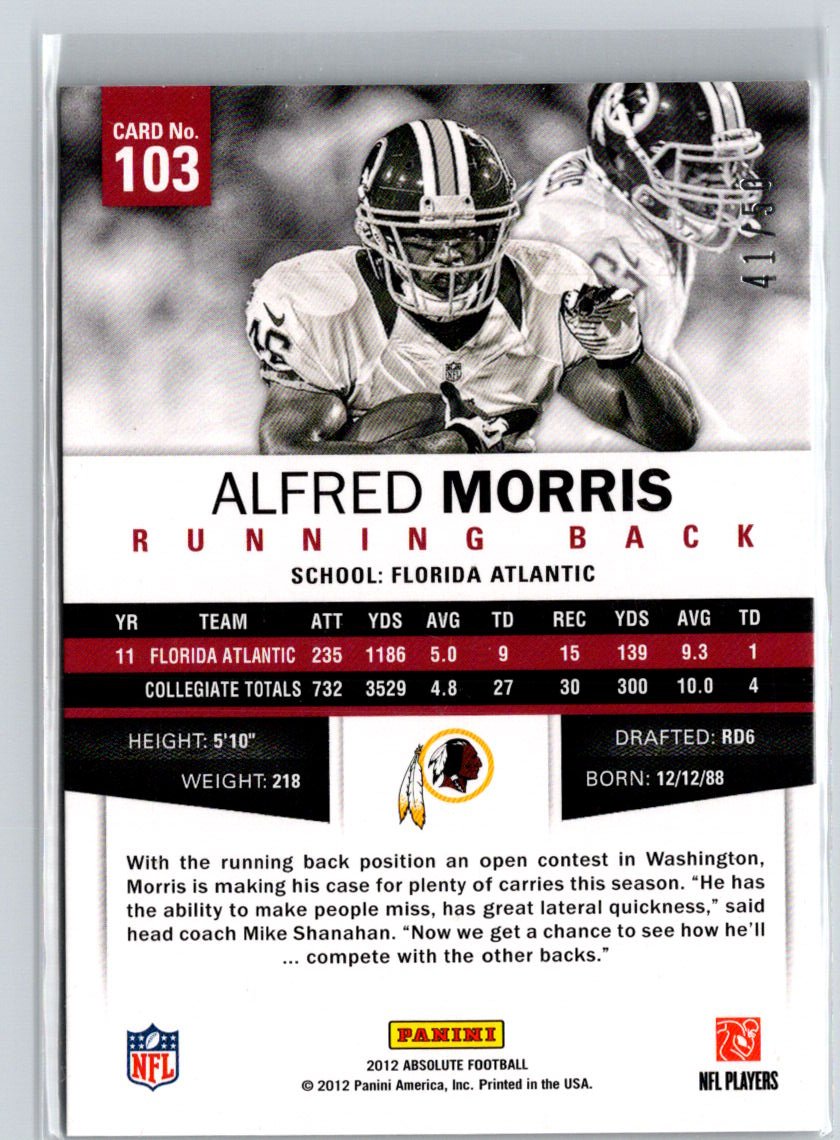 2012 Panini Absolute #103 Alfred Morris Spectrum Silver #/50 F4