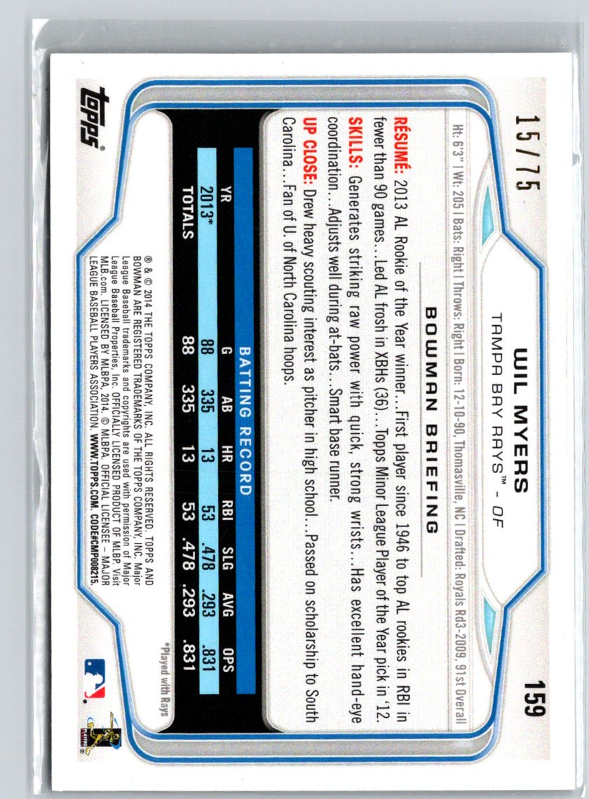 2014 Bowman #159 Wil Myers Silver #/75 F4