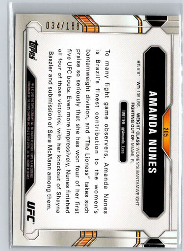 2015 Topps UFC Chronicles #205 Amanda Nunes Black and White #/188 F4