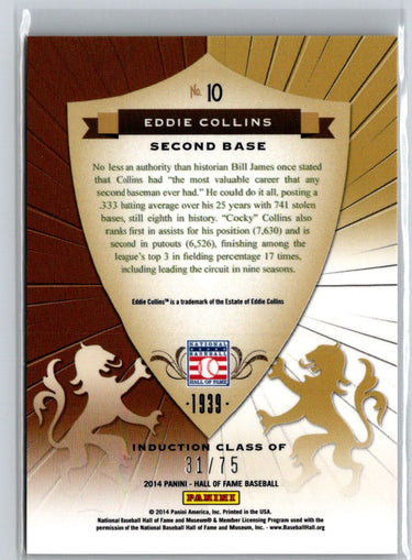 2014 Panini Hall of Fame 75th Year Anniversary Red Frame Eddie Collins /75 F4