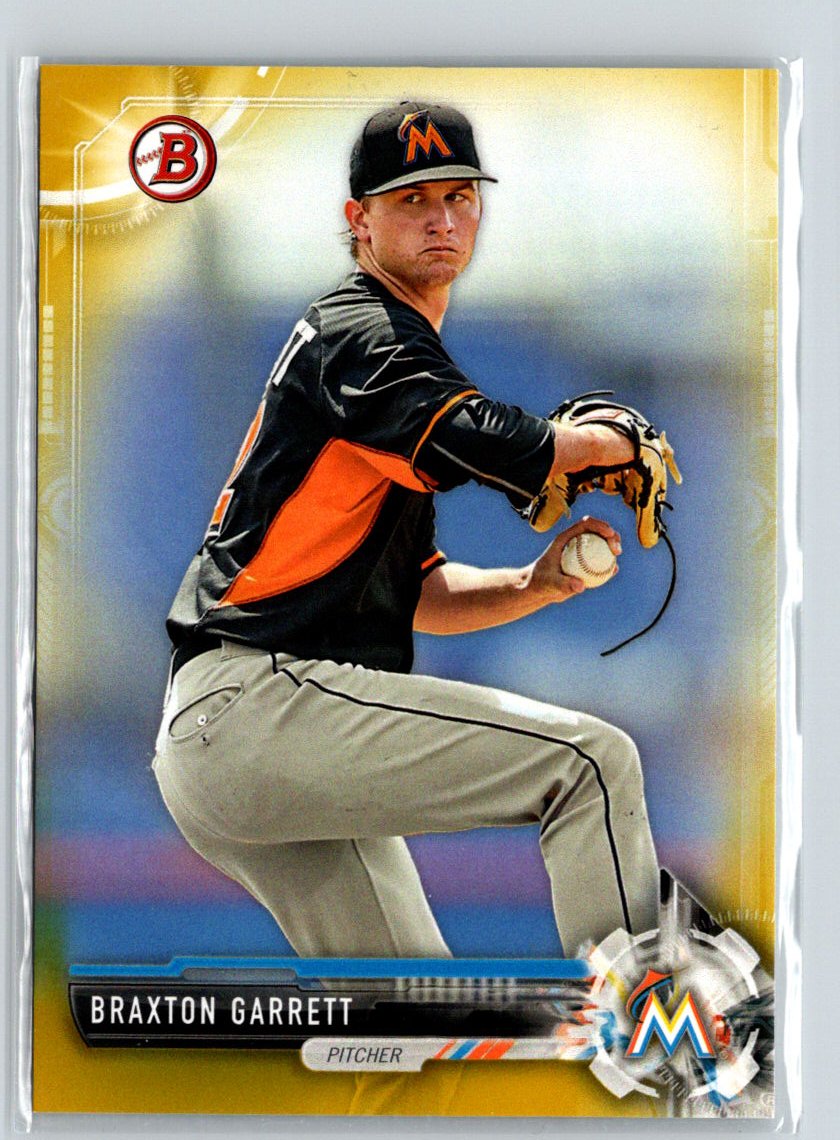 2017 Bowman #BP33 Braxton Garrett Prospects Gold #/50 F5