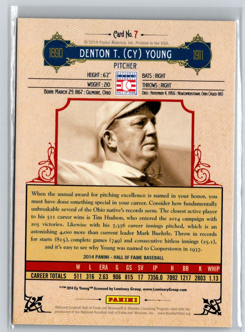 2014 Panini Hall of Fame 75th Year Anniversary Red #7 Cy Young #/50 F5