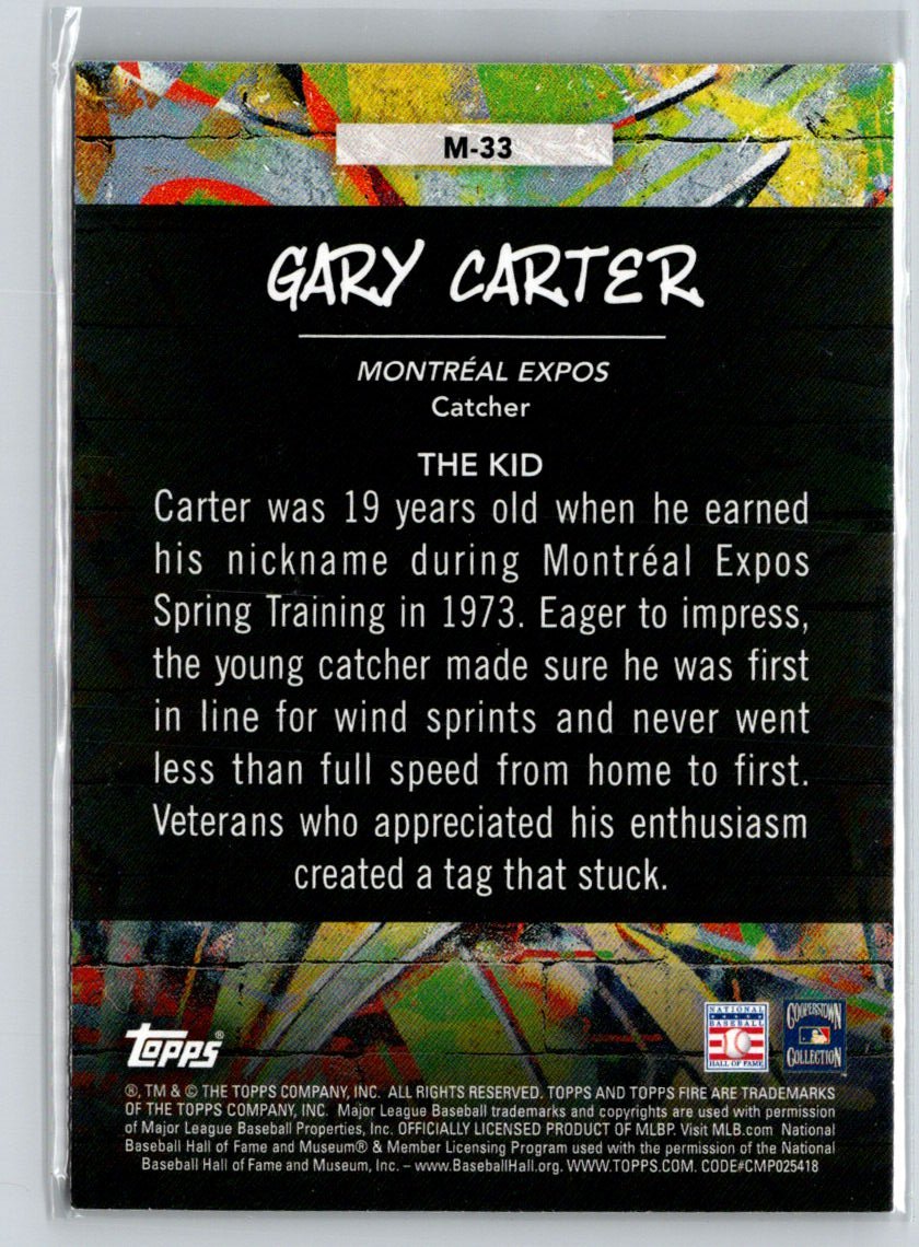 2017 Topps Fire #M-33 Gary Carter Monikers Gold Minted F5
