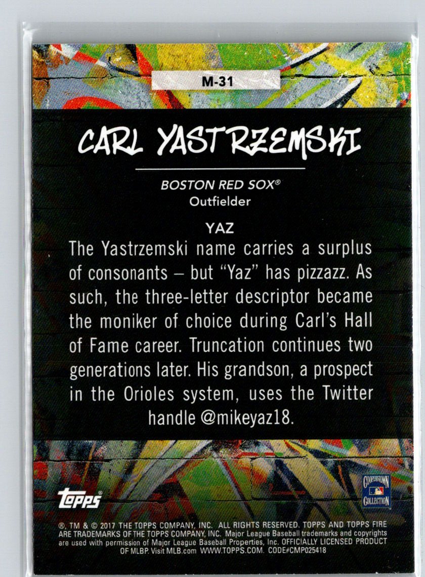 2017 Topps Fire #M-31 Carl Yastrzemski Monikers Gold Minted F5