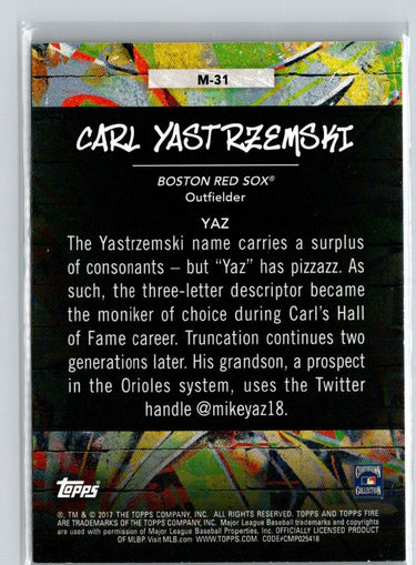 2017 Topps Fire #M-31 Carl Yastrzemski Monikers Gold Minted F5