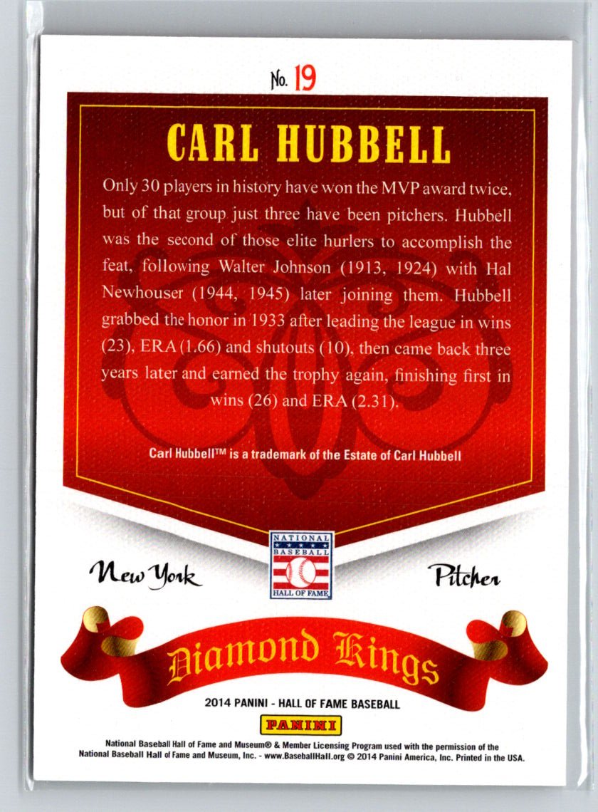 2014 Hall of Fame 75th Anniversary Diamond Kings Red #19 Carl Hubbell #/75 F5