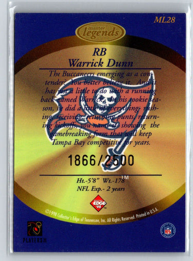 1998 Collector's Edge Masters #ML28 Warrick Dunn Legends #/2500 F6