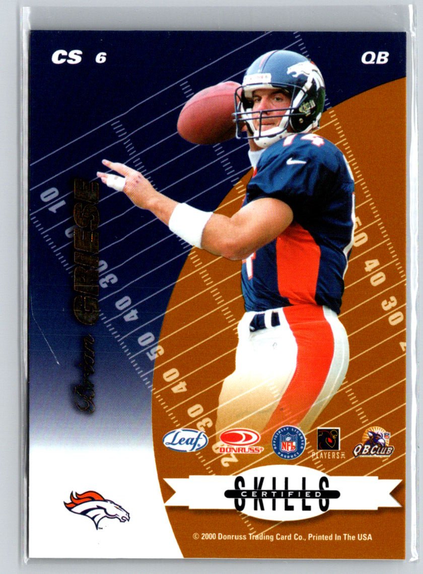 2000 Leaf Certified #CS 6 John Elway / Brian Griese Certified Skills F6