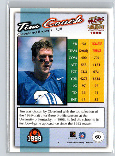 1999 Pacific Paramount #60 Tim Couch Premiere Date #/62 F6