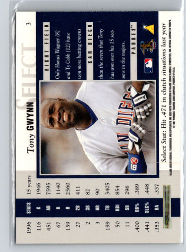 1997 Select #3 Tony Gwynn Registered Gold F6