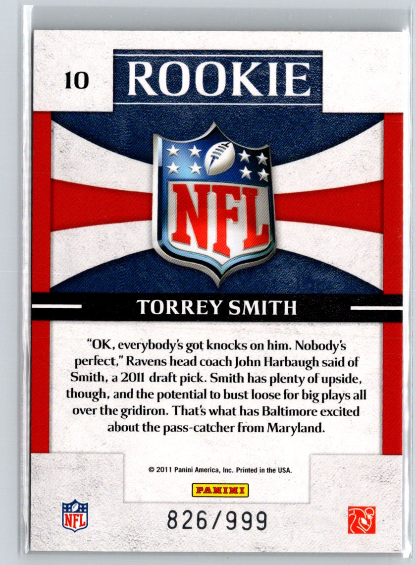 2011 Donruss Elite #10 Torrey Smith Rookie NFL Shield #/999 F6
