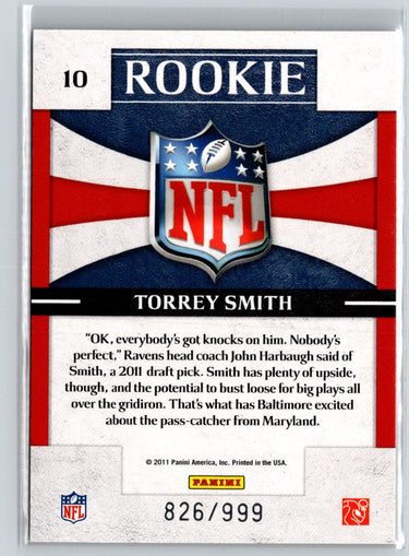 2011 Donruss Elite #10 Torrey Smith Rookie NFL Shield #/999 F6