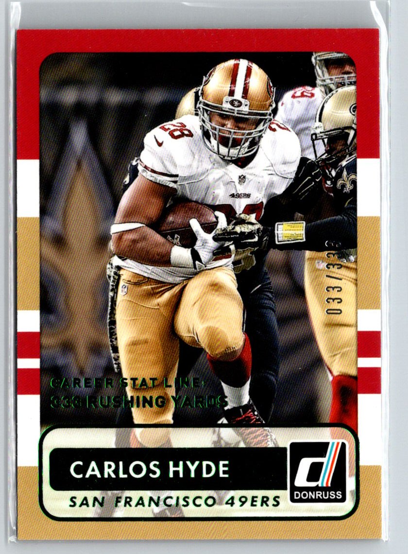 2015 Donruss #33 Carlos Hyde Stat Line Career Green #/333 F6