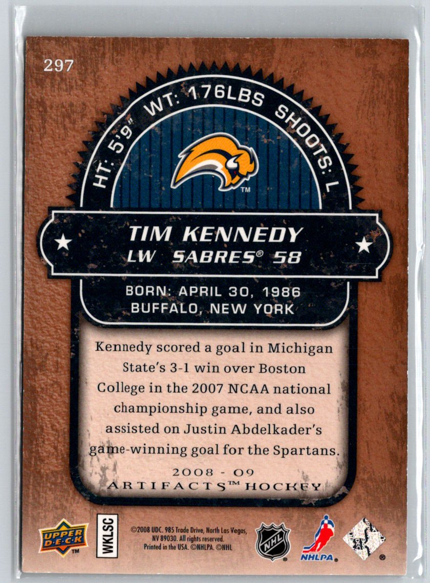 2008-09 Upper Deck Artifacts #297 Tim Kennedy Rookies Exchange #/999 F7