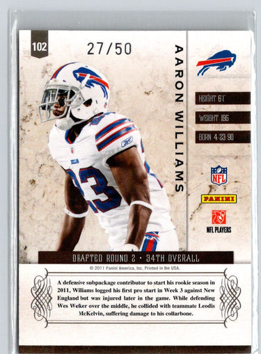 2011 Panini Plates & Patches #102 Aaron Williams Gold #/50 F7