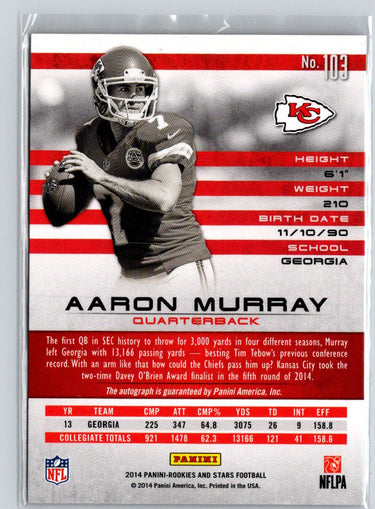 2014 Rookies & Stars Longevity Aaron Murray Rookies Sapphire Signatures /25 F7
