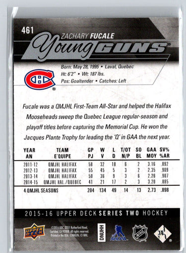 2015-16 Upper Deck #461 Zachary Fucale F7