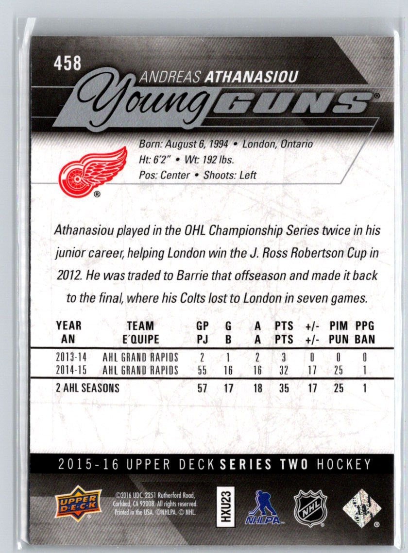 2015-16 Upper Deck #458 Andreas Athanasiou F7
