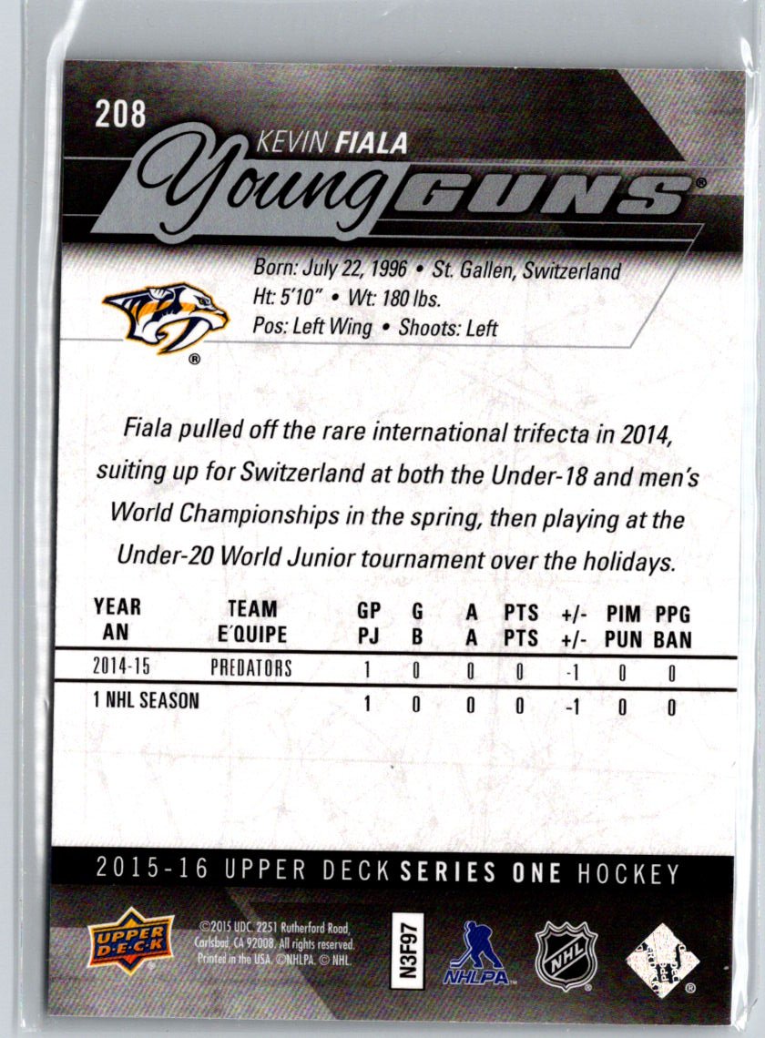 2015-16 Upper Deck #208 Kevin Fiala F7