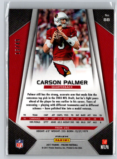 2017 Panini Prizm #88 Carson Palmer Prizm Red Power #/49 F8