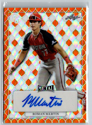 2022 Leaf Metal Perfect Game #MA-RM1 Roman Martin Auto Orange Wave #/2 F9