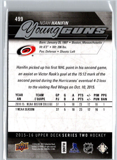 2015-16 Upper Deck #499 Noah Hanifin F9