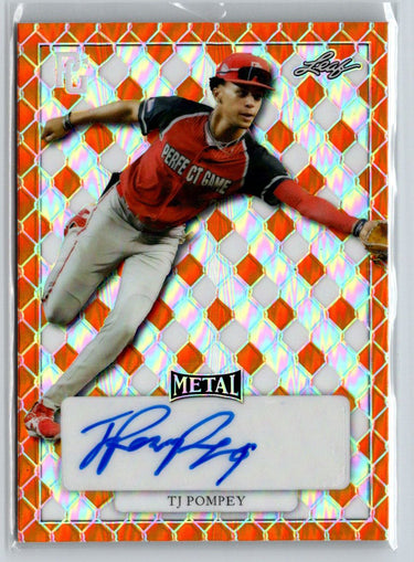 2022 Leaf Metal Perfect Game #MA-TJP TJ Pompey American Auto Orange Wave #/2 F9