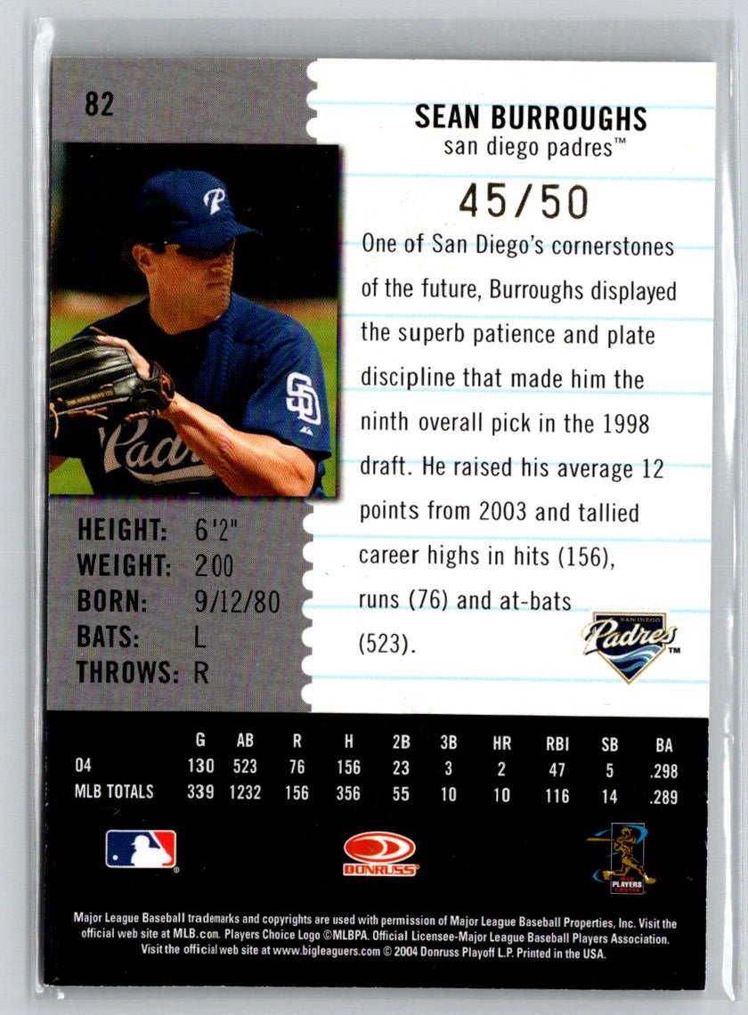 2005 Leaf Century #82 Sean Burroughs Post Marks Gold #/50 F9