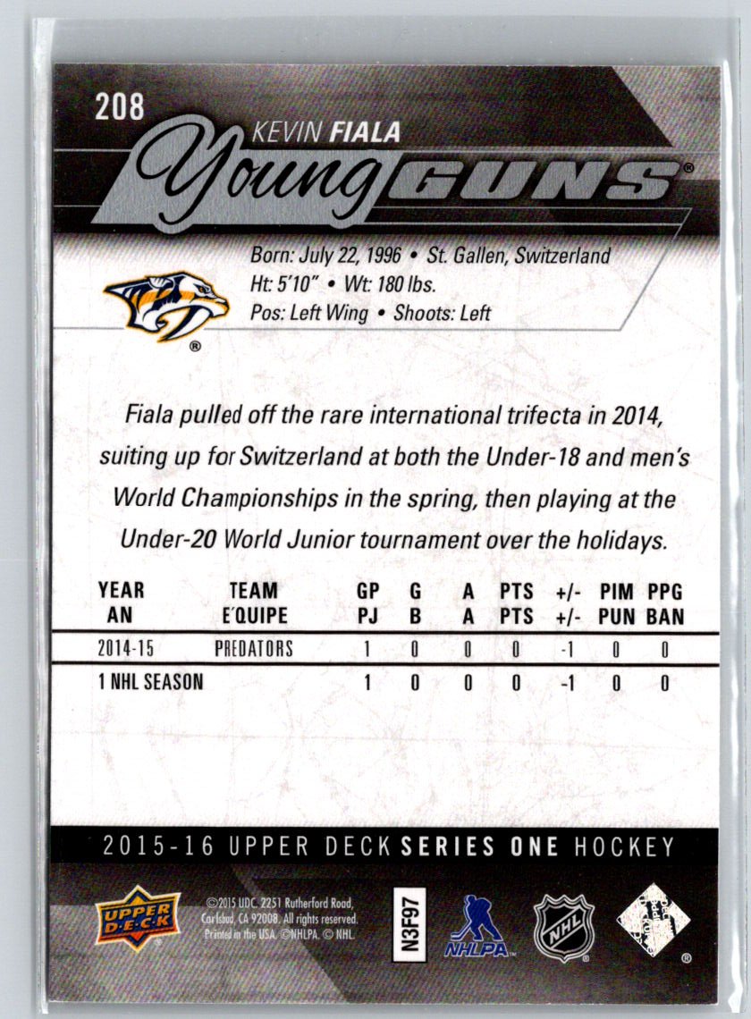2015-16 Upper Deck #208 Kevin Fiala F9