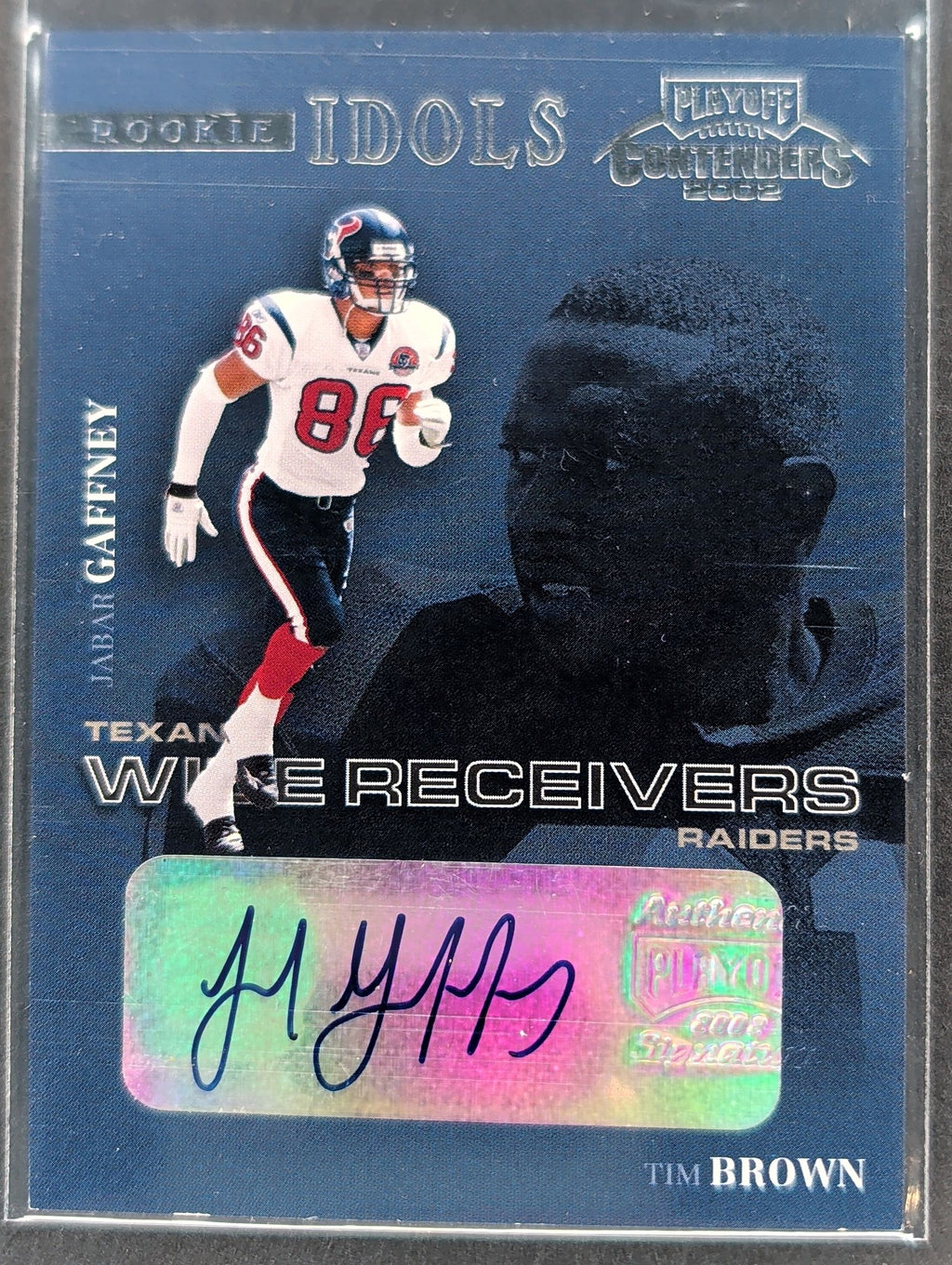 2002 Playoff Contenders Jabar Gaffney Tim Brown Rookie Idols Autographs #/25 D22