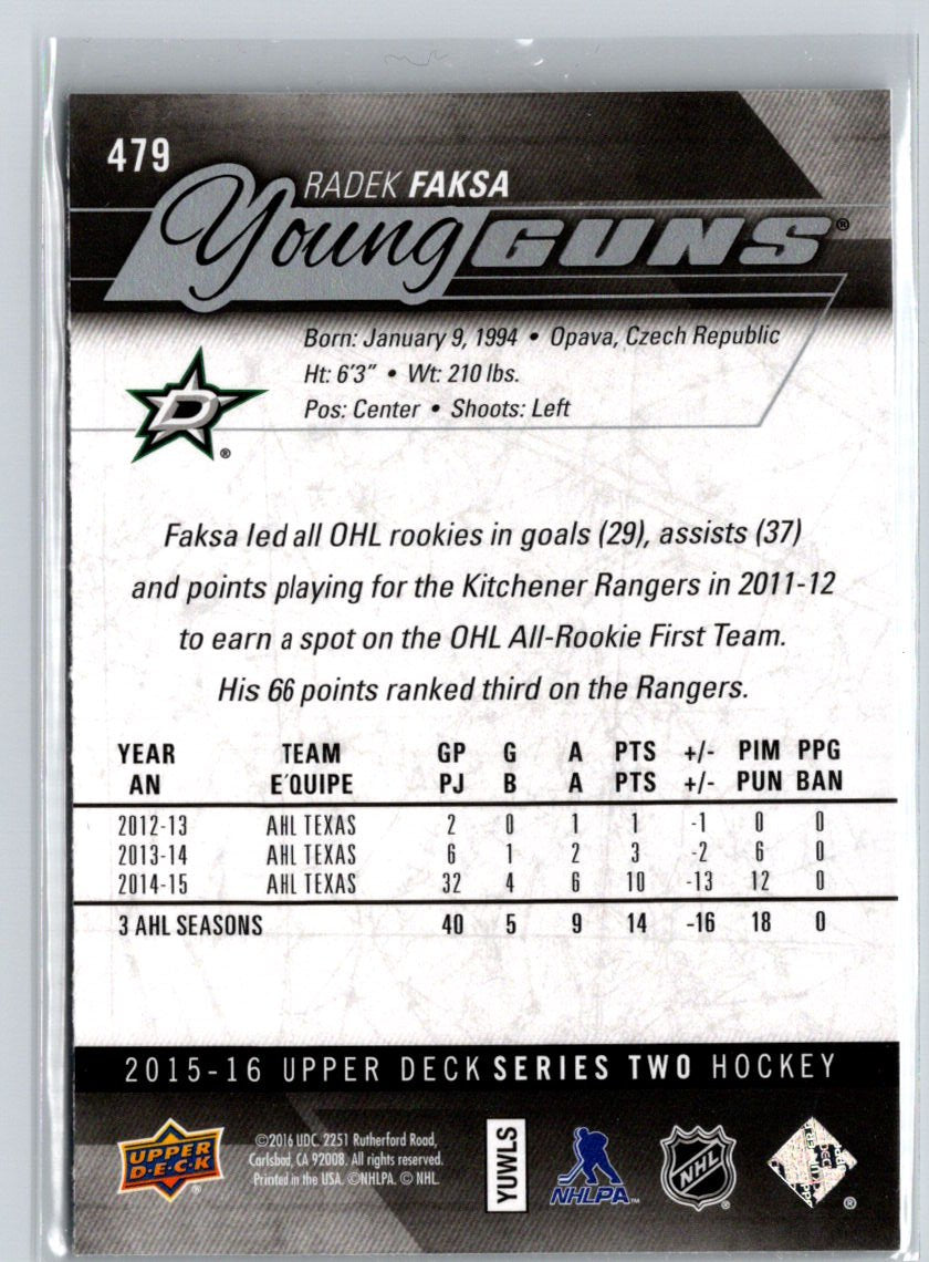 2015-16 Upper Deck #479 Radek Faksa F10