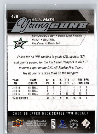 2015-16 Upper Deck #479 Radek Faksa F10