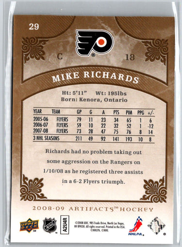2008-09 Upper Deck Artifacts #29 Mike Richards Gold #/75 F10