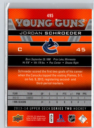 2013-14 Upper Deck #495 Jordan Schroeder F10